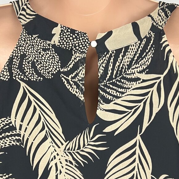 More & More Womens Palm Print Sleeveless Chiffon Dress Black Tan size 16 - Picture 6 of 12